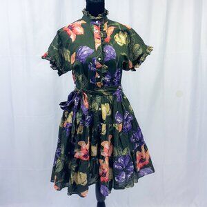 Lauren Ralph Lauren Yaritza Whimsical Garden Party Dress Short Sleeve Day Dress